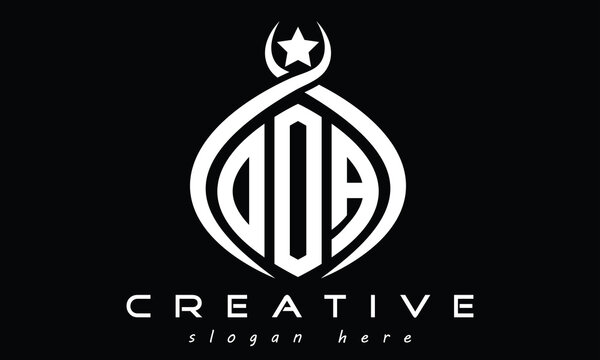 OOA three letters monogram curved oval initial logo design, geometric minimalist modern shape creative logo, vector template