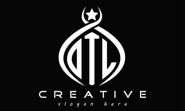 OTL three letters monogram curved oval initial logo design, geometric minimalist modern shape creative logo, vector template