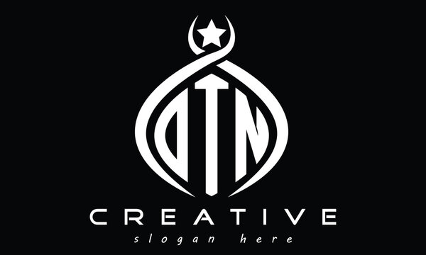 OTN three letters monogram curved oval initial logo design, geometric minimalist modern shape creative logo, vector template