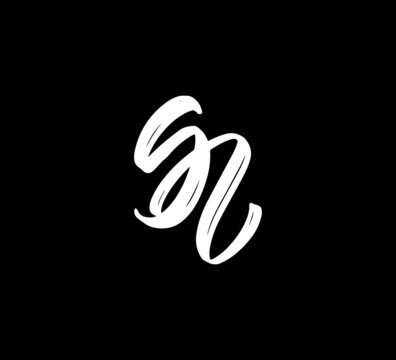 White Vector Letters Logo Brush Handlettering Calligraphy Style In Black Background Initial gl