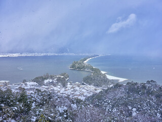 雪景色の天橋立
