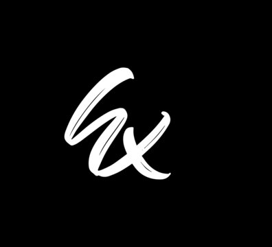 White Vector Letters Logo Brush Handlettering Calligraphy Style In Black Background Initial hx