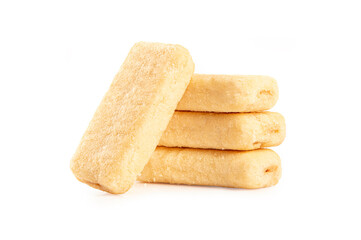 Rice crackers on white background.