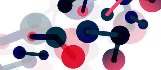 Line points connections geometric abstract background. Circles connected by lines. Trendy techno business template for wallpaper, banner, background or landing