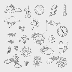 vector set of weather doodle elements, for design purposes