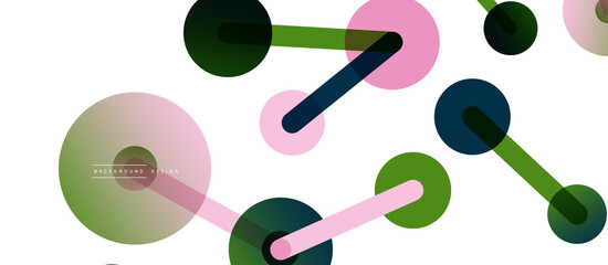 Line points connections geometric abstract background. Circles connected by lines. Trendy techno business template for wallpaper, banner, background or landing
