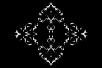 Fototapeta premium seamless Black and white caleidoscope gradient flower art pattern of indonesian traditional tenun batik ethnic dayak ornament for wallpaper ads background sticker or clothing