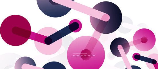 Abstract background. Round dots connected by lines. Trendy techno business template for wallpaper, banner, background or landing