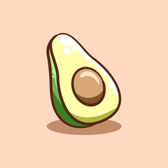 Vector green fresh sliced half cut avocado isolated