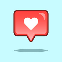 Social media love notification icon in speech bubbles