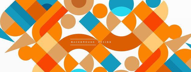 Minimal geometric abstract background. Circle square and triangle design. Trendy techno business template for wallpaper, banner, background or landing © antishock