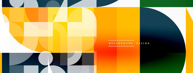 Minimal geometric abstract background. Circle square and triangle design. Trendy techno business template for wallpaper, banner, background or landing