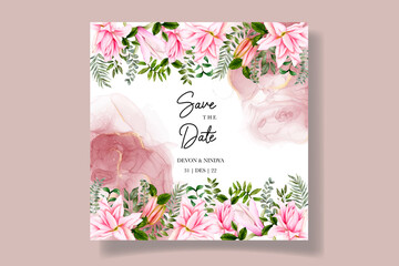 Beautiful watercolor floral wedding invitation card