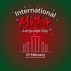 21 February international mother language day in Bangladesh dark background social media post banner - obrazy, fototapety, plakaty