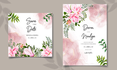 Beautiful watercolor floral wedding invitation card