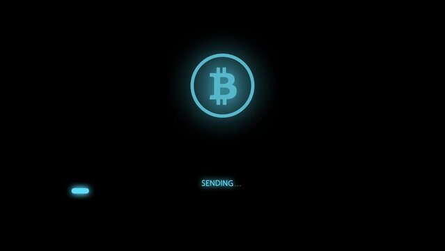 Bitcoin transfer sending crypto animation loading screen.