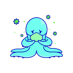 Octopus use a mask illustration