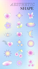 Aesthetic icon cute shape for decorative.