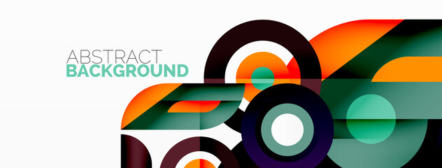 Abstract round shapes background. Minimalist decoration. Geometric background with circles and rings