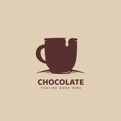 Hot chocolate drink in mug logo icon template in vintage classic style