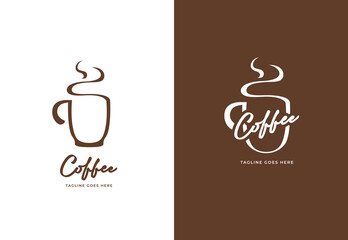 hot coffee mug logo, coffee mug sillhouette logo icon