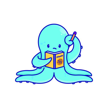 Octopus in study math Illustration