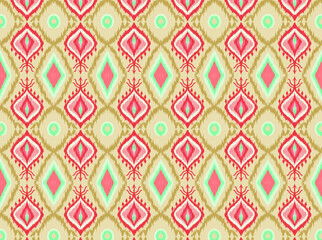 ikat seamless pattern textiles.pattern traditional Design for background,carpet,wallpaper,clothing,wrapping,Batik,fabric,Vector illustration