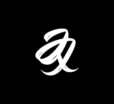 White Vector Letters Logo Brush Handlettering Calligraphy Style In Black Background Initial jx