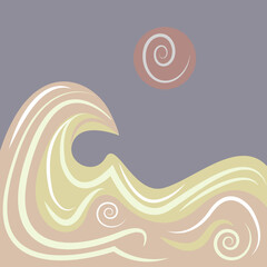 abstract large crashing wave in impressionist color scheme