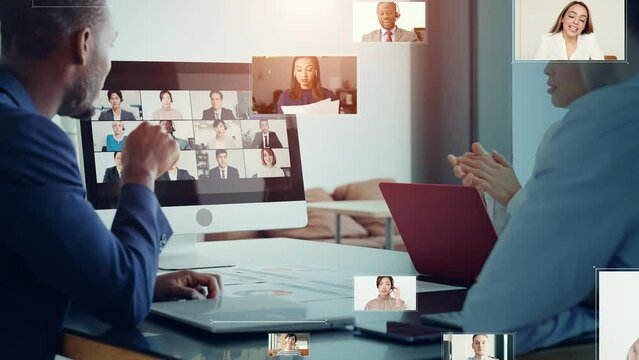 Video conference concept. Web meeting. Global business.