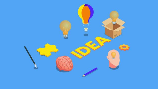 Idea word with light bulb and brain