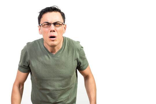 Man with bad eyesight looking at camera