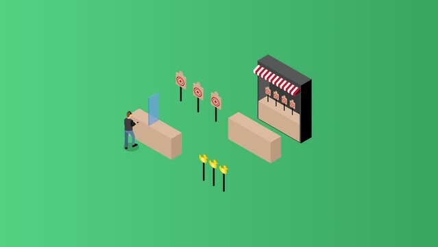 People practicing gun shooting in the target