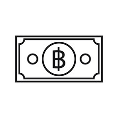 Thai Baht currency symbol banknote icon.