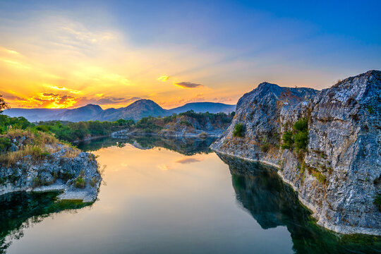 Blue Lagoon (Phu Pha Man) in Khonkaen, Thailand,