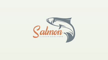Salmon Fish Meat Logo Design Concept Template Vector