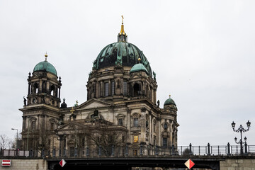 Fototapeta na wymiar Berlin – December, 2016 – View of the Berliner Dom (Berlin Cathedral), a monumental German Evangelical church and dynastic tomb (House of Hohenzollern) on the Museum Island in central Berlin