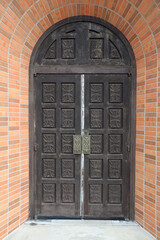 old wooden door in church