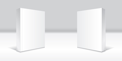 Fototapeta premium Blank white standing softcover thick book or magazine mockup template.