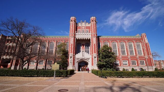 Sunny view of The Bizzell Memorial Library