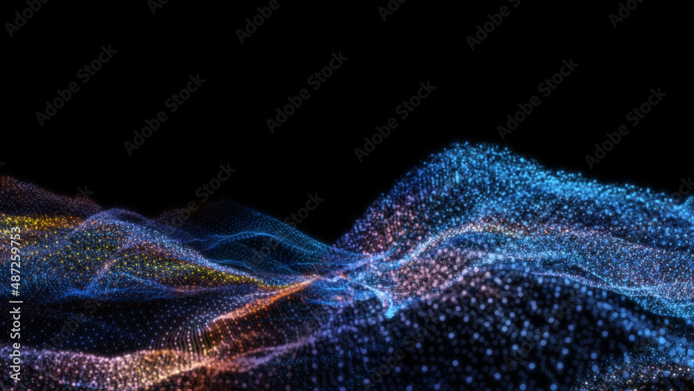 Poster abstract particle waves with depth of field effect