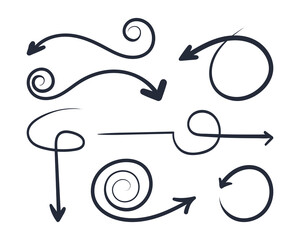 Set of round arrows. Hand drawing. Eps10. Doodle vector illustration.