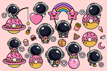 Vector design of cute astronaut characters © Wantrisna Vektor