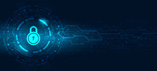 Cyber security personal data protection.padlock vector.Abstract hi-tech 
 futuristic background concept.