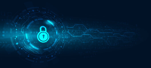 Cyber security personal data protection.padlock vector.Abstract hi-tech 
 futuristic background concept.