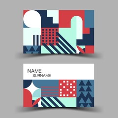 ฺBusiness card design for contact colorful. Inspiration from memphis art. Editable vector design. illustration EPS10