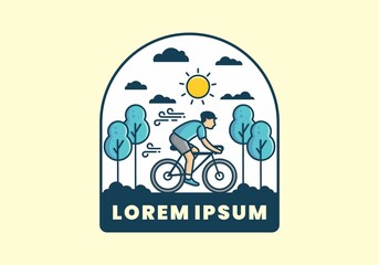 Riding a bicycle flat illustration