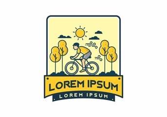 Riding a bicycle flat illustration