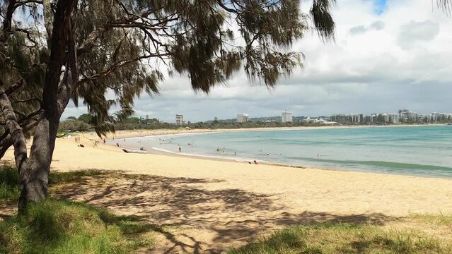 View from the Mooloolaba Spit Boardwalk, Sunshine Coast. Looking towards the beach.
