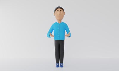 smiling man standing on white background.3d rendering.